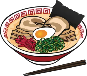 Colorful Ramen Bowl Illustration PNG image