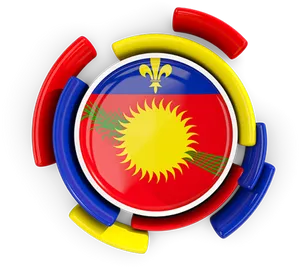 Colorful Recycle Symbolwith Guadeloupe Flag