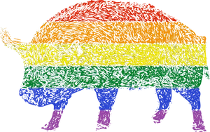 Colorful Rhino Silhouette Rainbow Background PNG image
