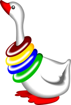 Colorful Ringson White Duck Illustration