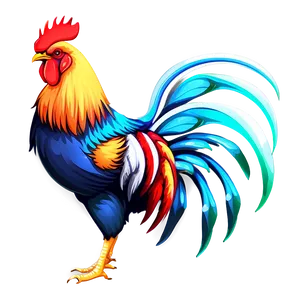 Colorful Rooster Art PNG 17