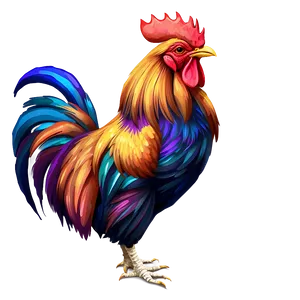 Colorful Rooster Art PNG Hwt