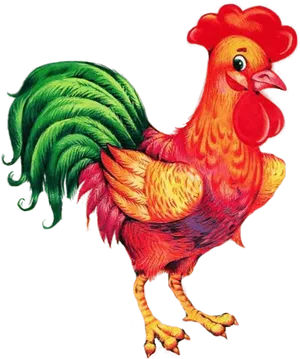 Colorful Rooster Illustration PNG image