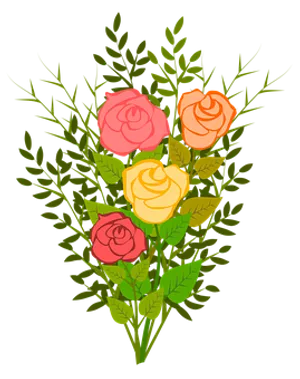 Colorful_ Rose_ Bouquet_ Illustration PNG image