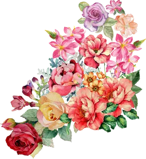 Colorful Rose Flower Bouquet Vector PNG image