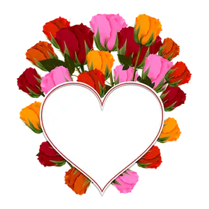 Colorful Roses Heart Frame