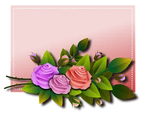Colorful Roses Illustration PNG