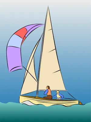 Colorful Sailboat Cartoon Illustration PNG image