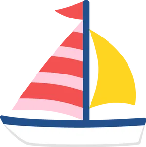 Colorful Sailboat Illustration PNG image