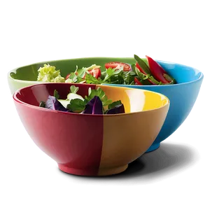 Colorful Salad Bowl Set Png 06202024 PNG image