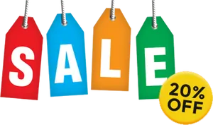 Colorful Sale Tags20 Percent Off Promotion