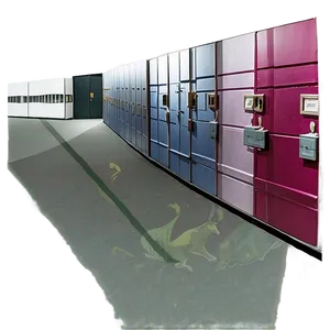 Colorful School Lockers Corridor PNG