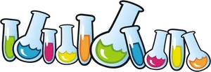 Colorful Science Beakers PNG image