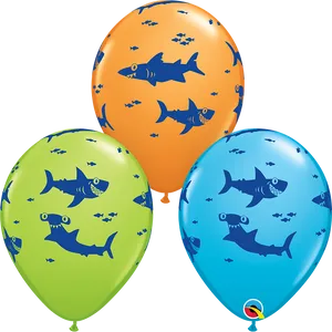 Colorful Shark Print Balloons PNG image