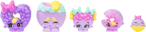 Colorful Shopkins Characters Lineup PNG image