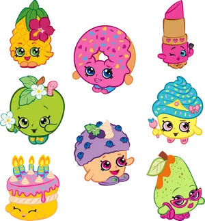 Colorful Shopkins Characters PNG image