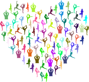 Colorful Silhouettes Heart Formation PNG image