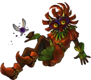 Colorful_ Skull_ Mask_ Creature_ Artwork PNG
