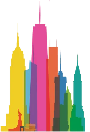 Colorful Skyline Silhouette PNG image