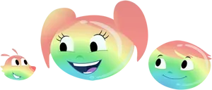 Colorful Smiling Cartoon Faces PNG image