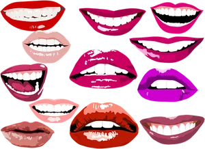 Colorful Smiling Lips Vector Illustration PNG image