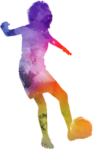 Colorful Soccer Player Dribbling
