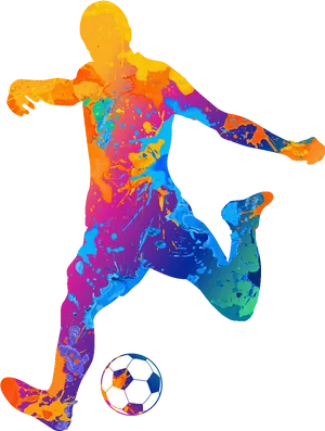 Colorful Soccer Player Kicking Ball