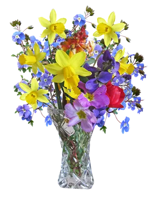 Colorful Spring Bouquetin Crystal Vase