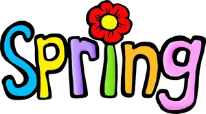 Colorful Spring Textwith Flower
