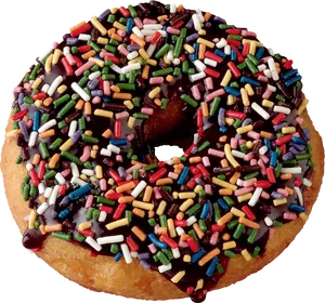 Colorful Sprinkled Chocolate Glazed Doughnut.png PNG image