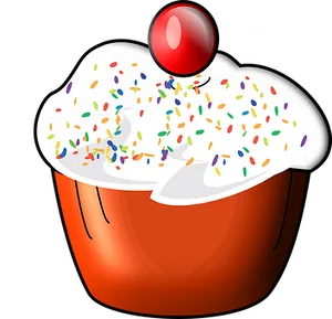Colorful Sprinkled Cupcake Clipart PNG image
