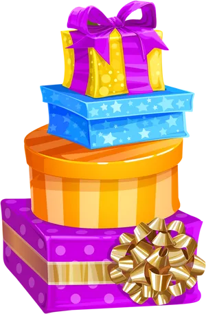 Colorful Stacked Gift Boxes PNG image