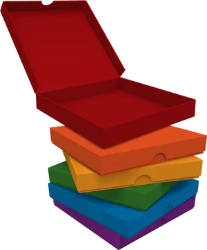 Colorful Stacked Pizza Boxes PNG image