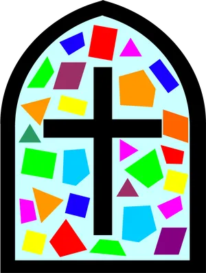 Colorful Stained Glass Cross PNG image