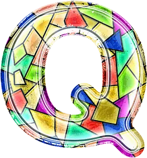 Colorful Stained Glass Q Letter Balloon PNG image