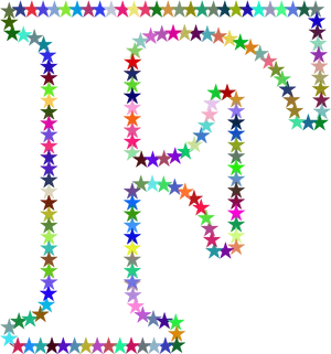 Colorful Star Pattern Letter F PNG image