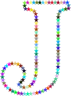 Colorful Star Patterns Forming Letters J I PNG image