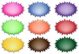 Colorful Starburst Badges Collection PNG image