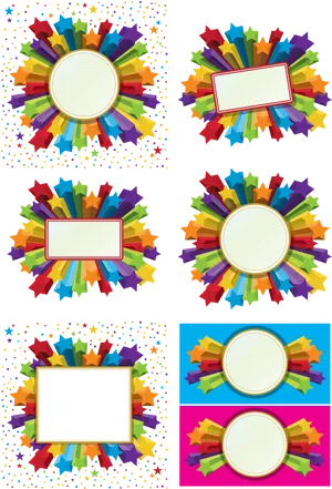 Colorful Starburst Banners Vector PNG image