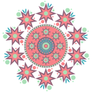 Colorful Starburst Mandala Art PNG image