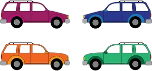 Colorful Station Wagons Illustration PNG image