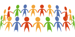 Colorful Stick Figures Circle Formation