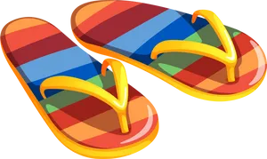 Colorful Striped Flip Flops Summer Clipart PNG image