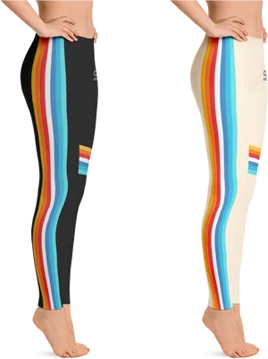 Colorful Striped Leggings Display PNG image
