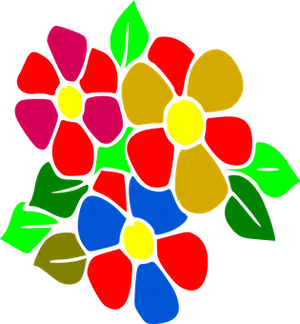 Colorful Stylized Flowers Vector