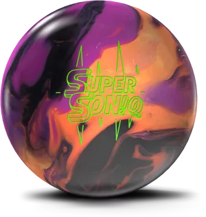 Colorful Super Soniq Bowling Ball PNG image