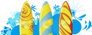 Colorful Surfboards Graphic PNG