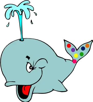 Colorful Tail Cartoon Whale Clipart PNG image