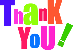 Colorful Thank You Text PNG image