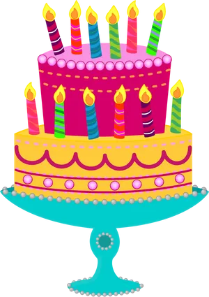 Colorful Tiered Birthday Cake PNG